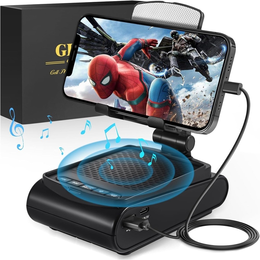 Gifts for Men, Cell Phone Stand with Wireless Bluetooth Speaker, White Elephant